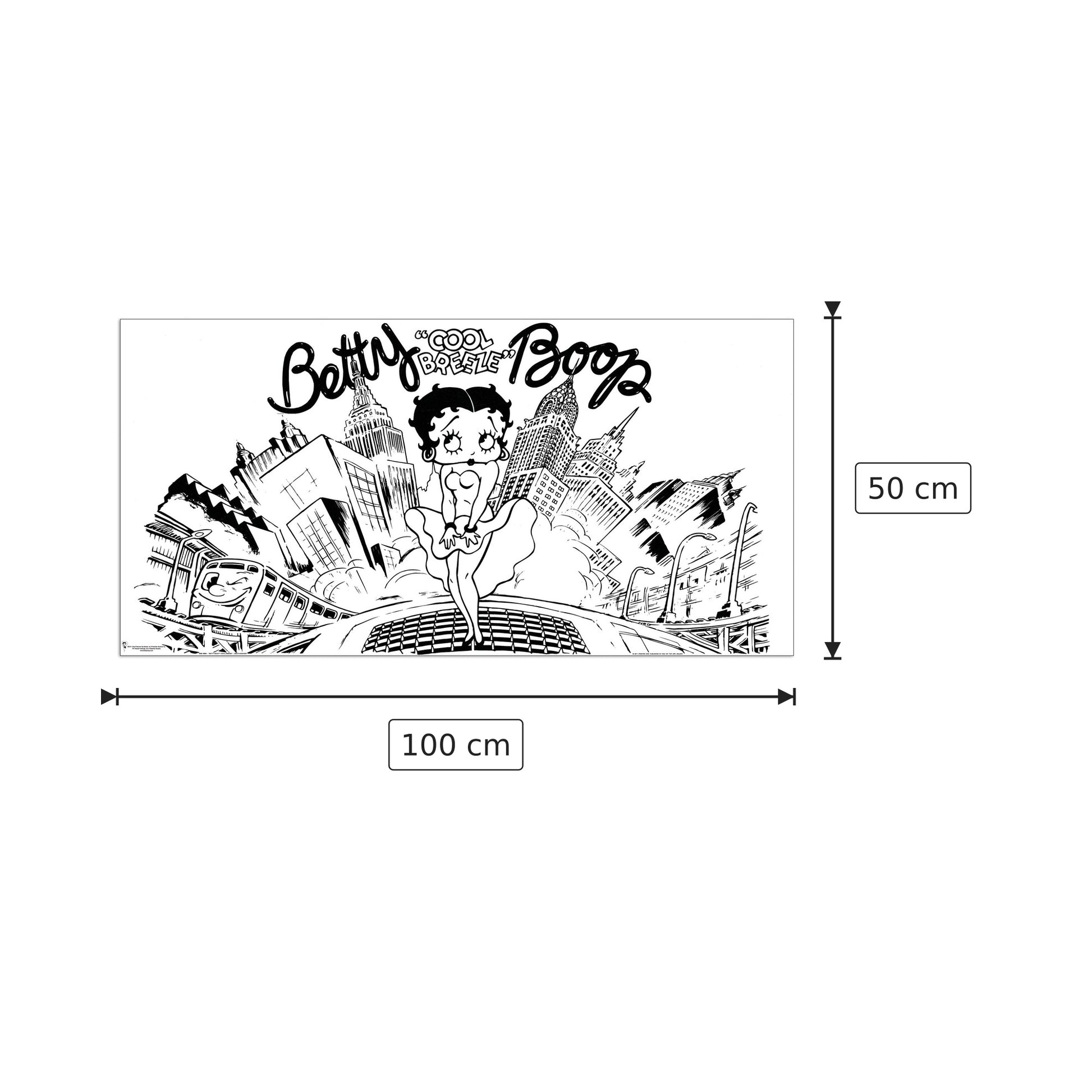 Betty Boop Cool Breeze - FLEISCHER - cm 100x50 - Pannello in MDF