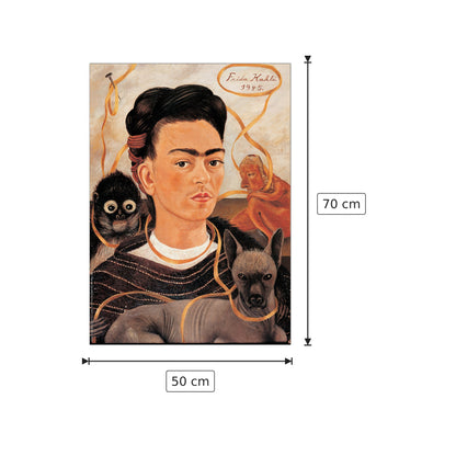 Autoritratto con scimmia - FRIDA KAHLO - cm 50x70 - Pannello in MDF
