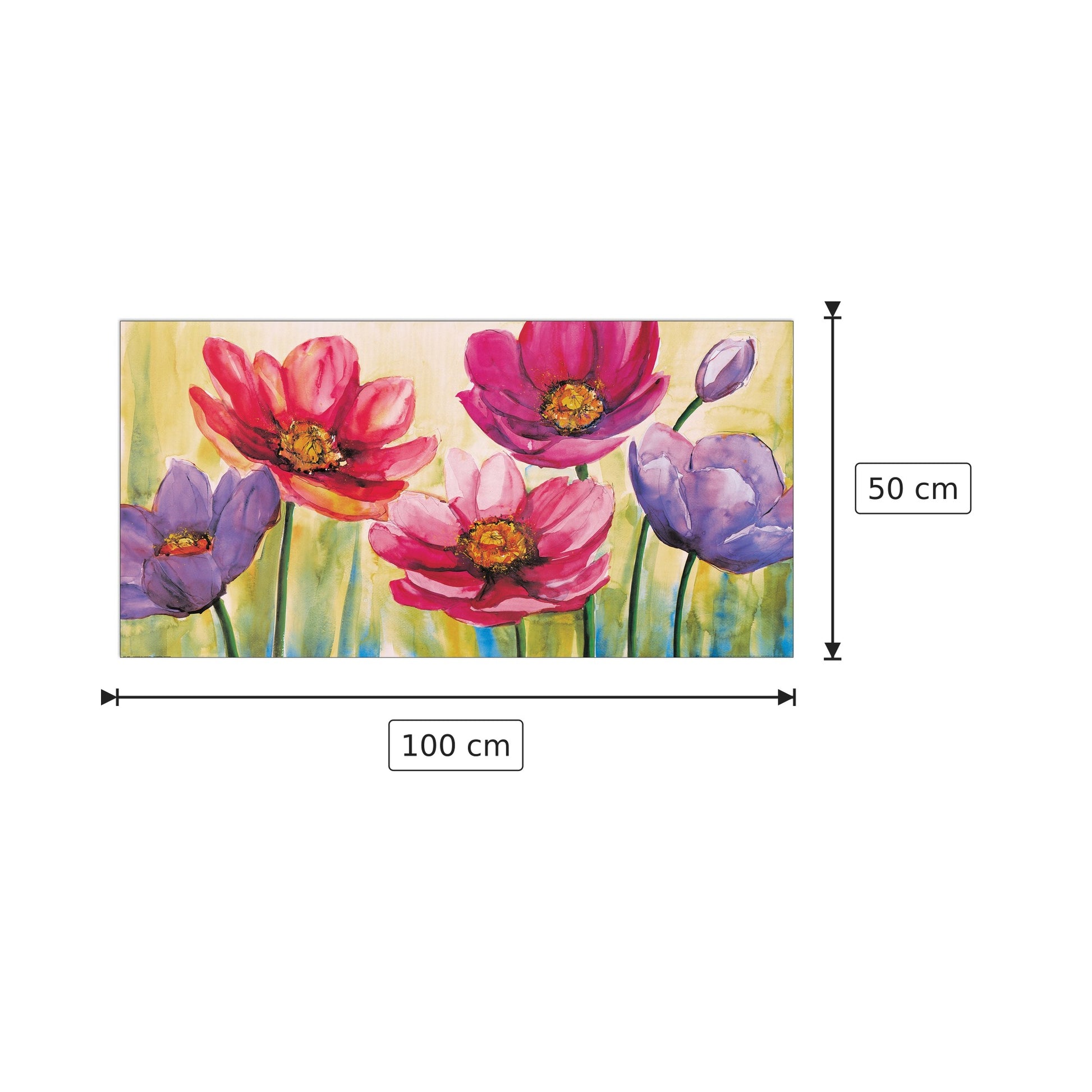 Fantasia di anemoni - TARTAGNI - cm 100x50 - Pannello in MDF