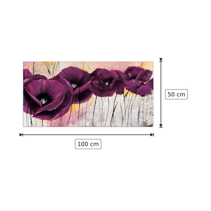 Papavero viola II - ZACHER-FINET - cm 100x50 - Pannello in MDF