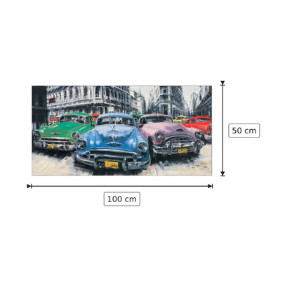 Auto classiche americane all'Avana - MASSA - cm 100x50 - Pannello in MDF