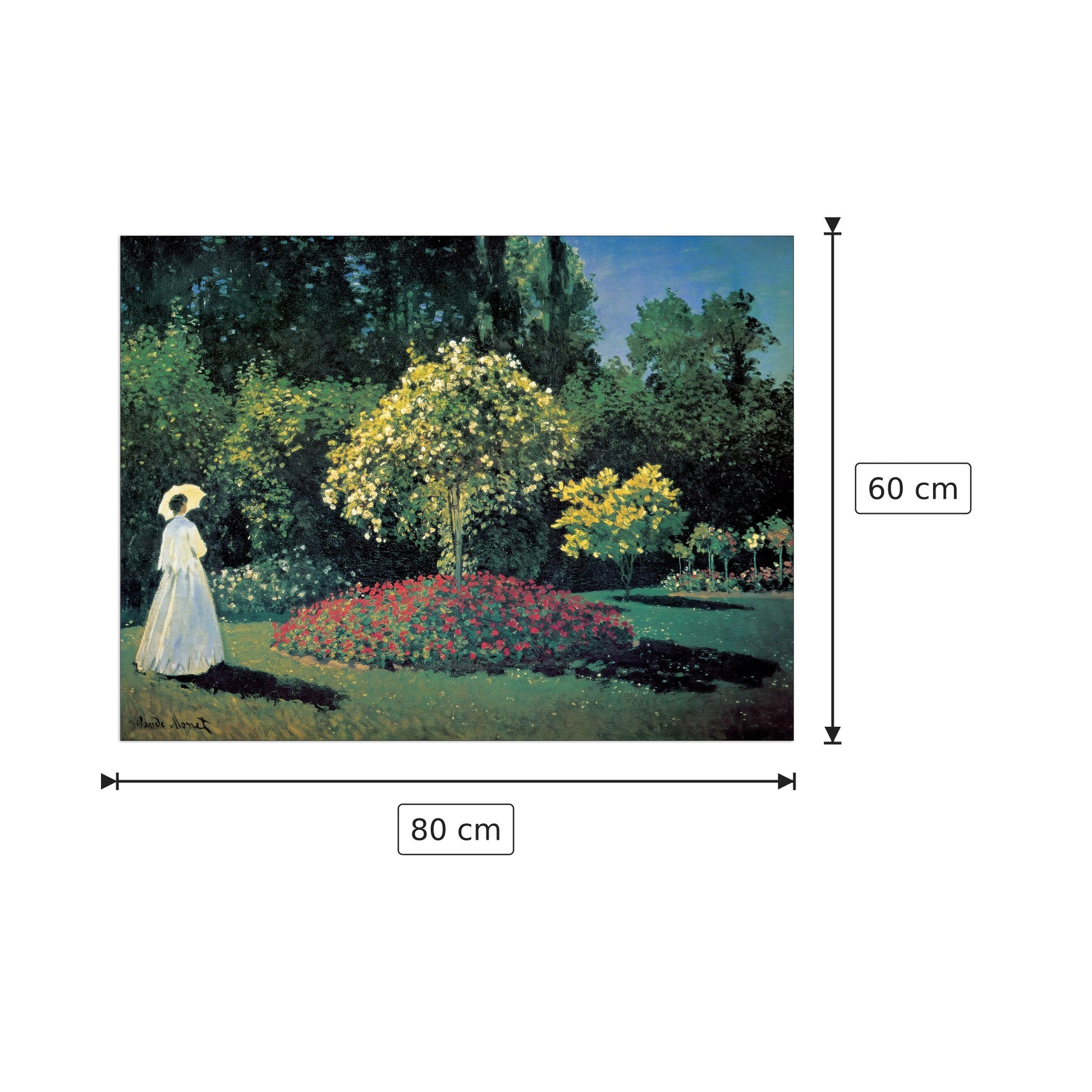 donna nel giardino - MONET - cm 80x60 - Pannello in MDF