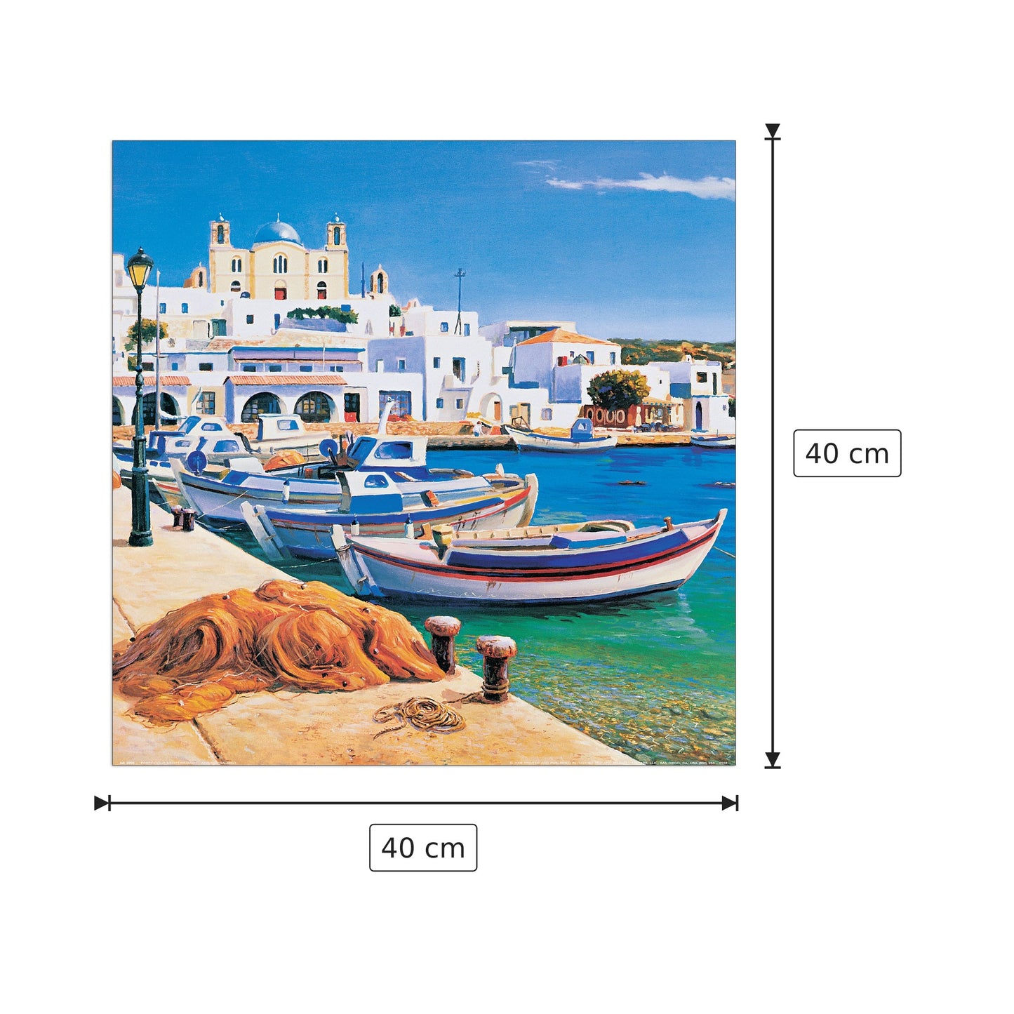 Porticciolo mediterraneo - GALASSO - cm 40x40 - Pannello in MDF