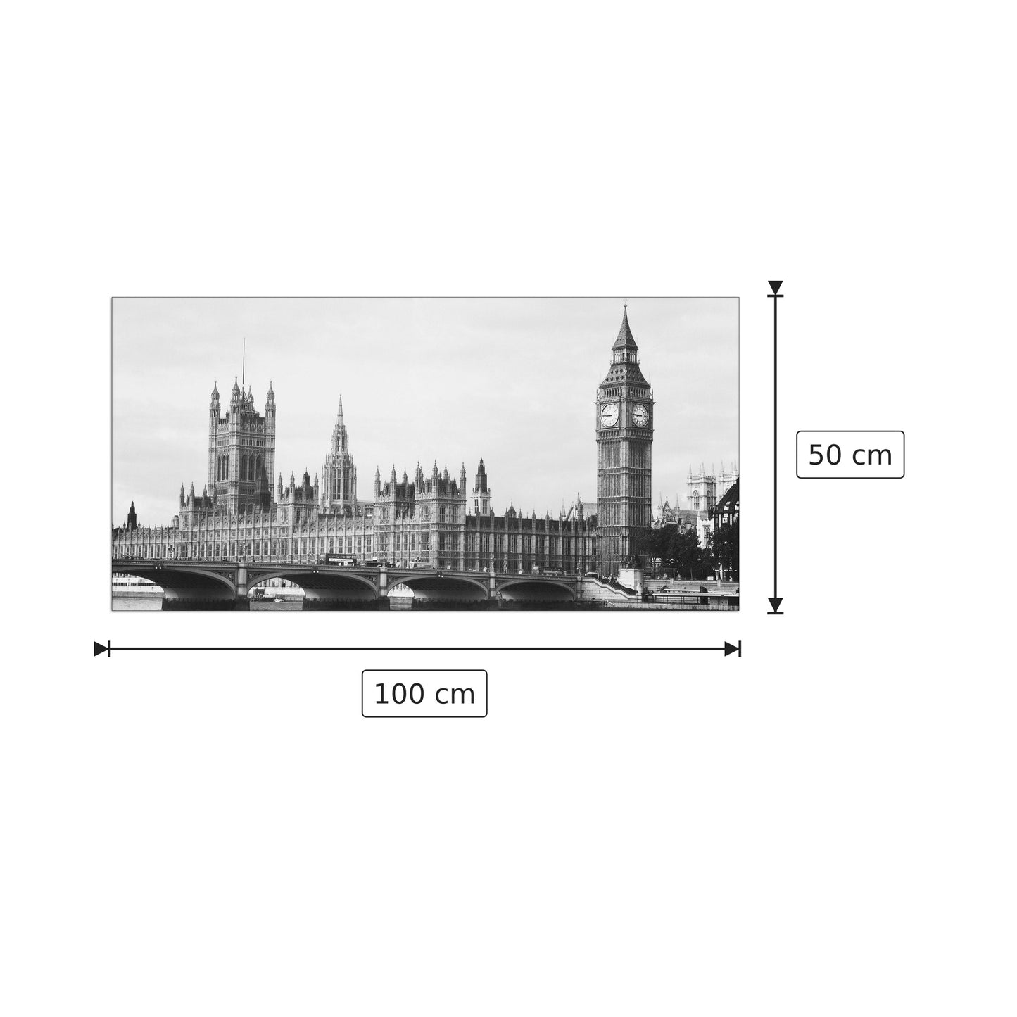 Parlamento e Big Ben a Londra - ANONYMOUS - cm 100x50 - Pannello in MDF