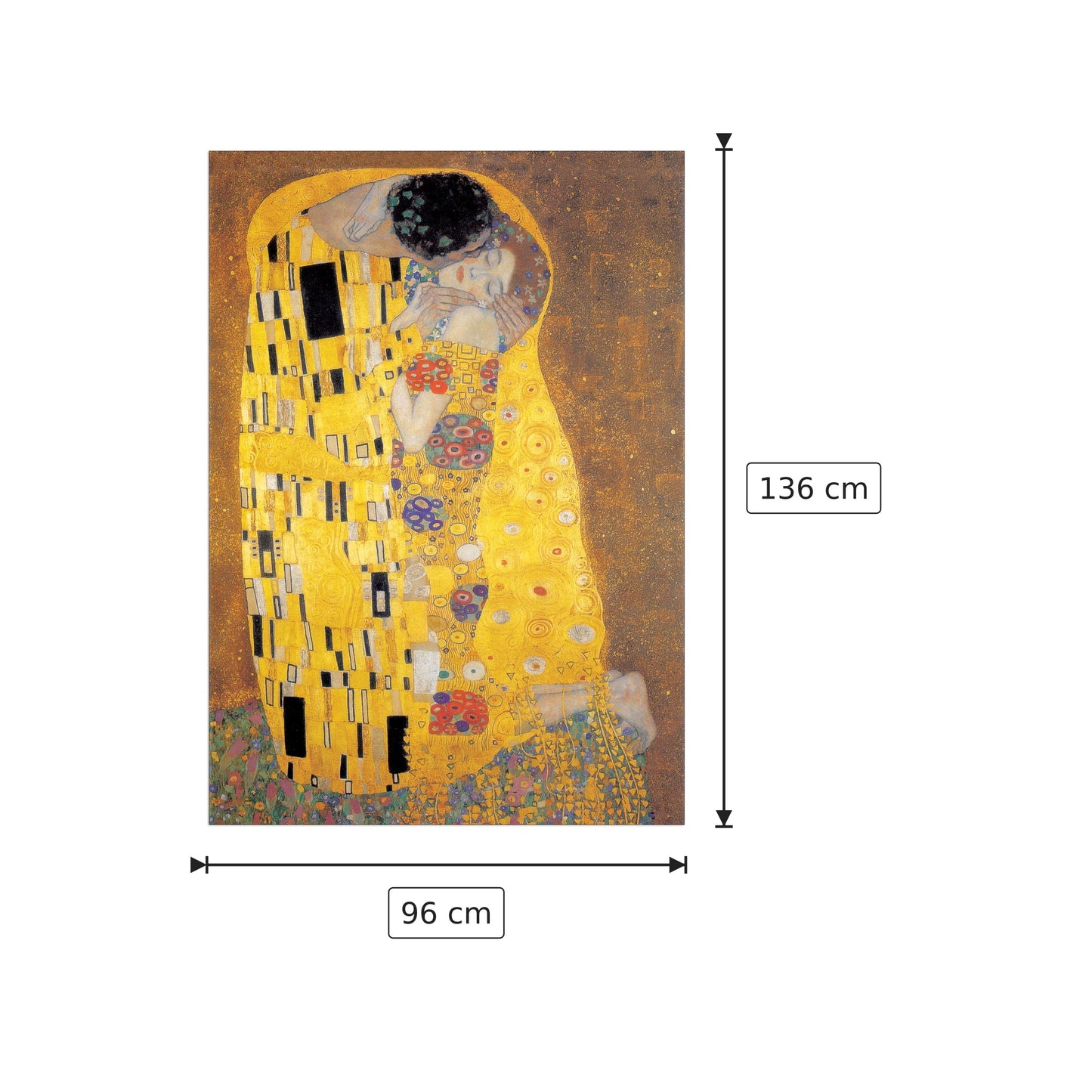 Il bacio - KLIMT - cm 96x136 - Pannello in MDF