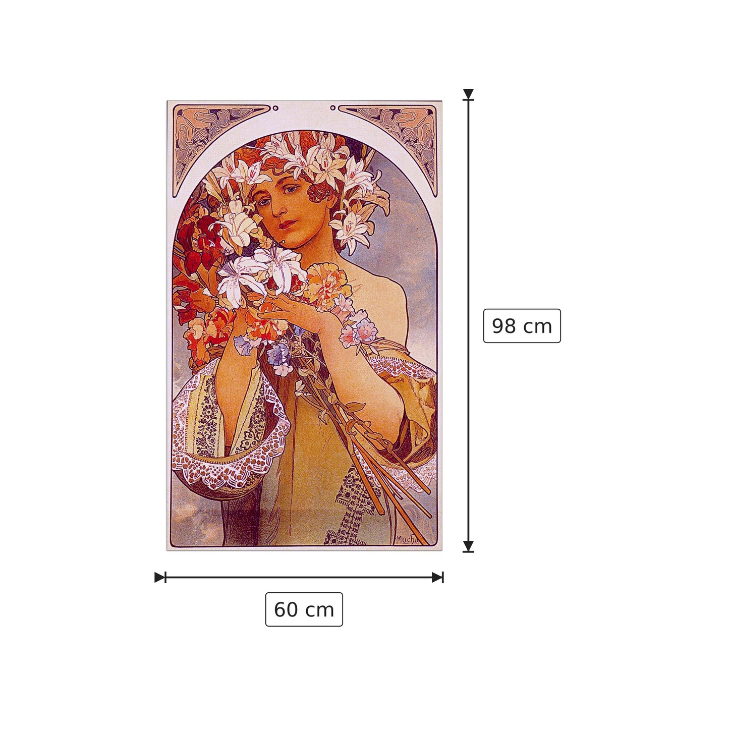 Fiore - MUCHA - cm 60x98 - Pannello in MDF