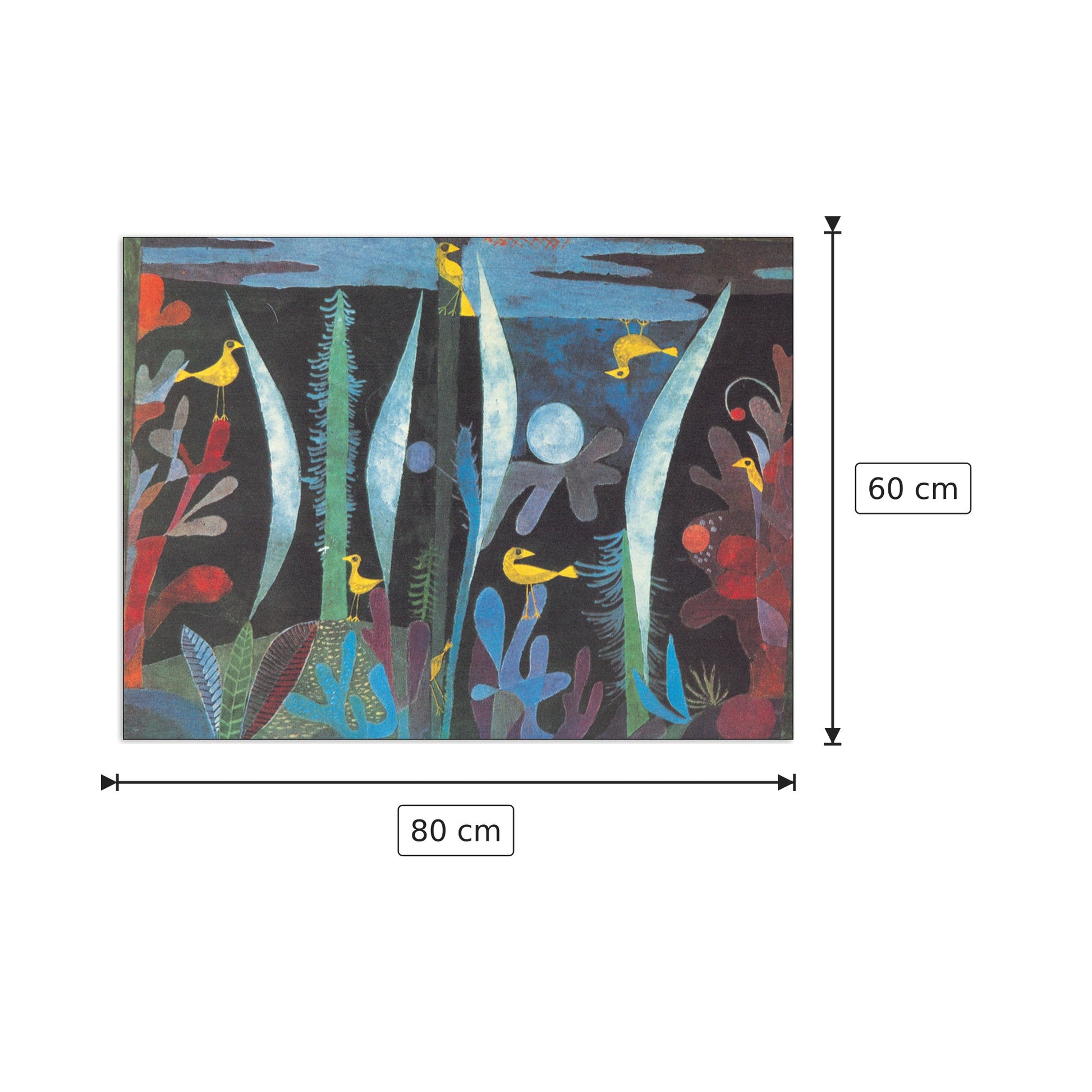 Paesaggio con uccelli gialli - KLEE - cm 80x60 - Pannello in MDF