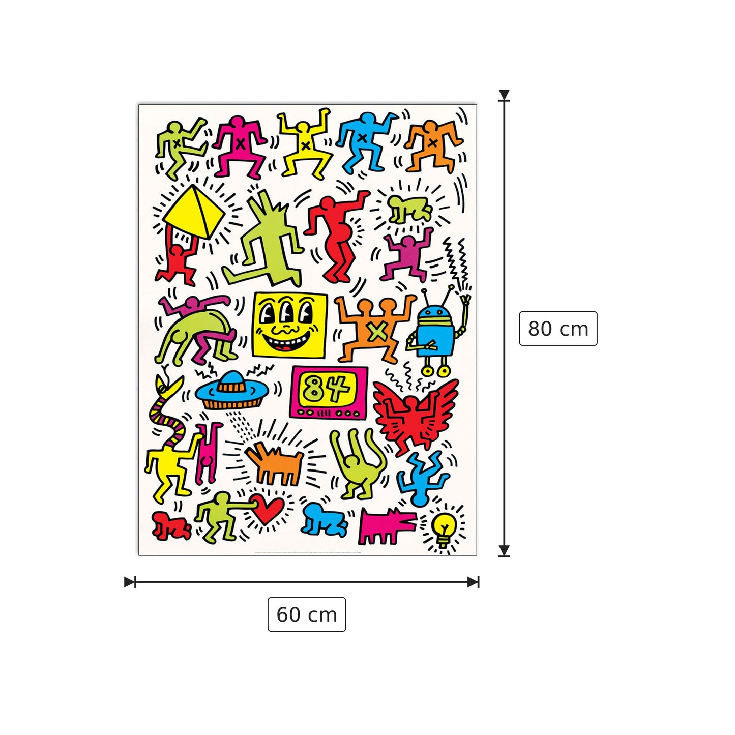 Senza titolo 1984 - HARING - cm 60x80 - Pannello in MDF