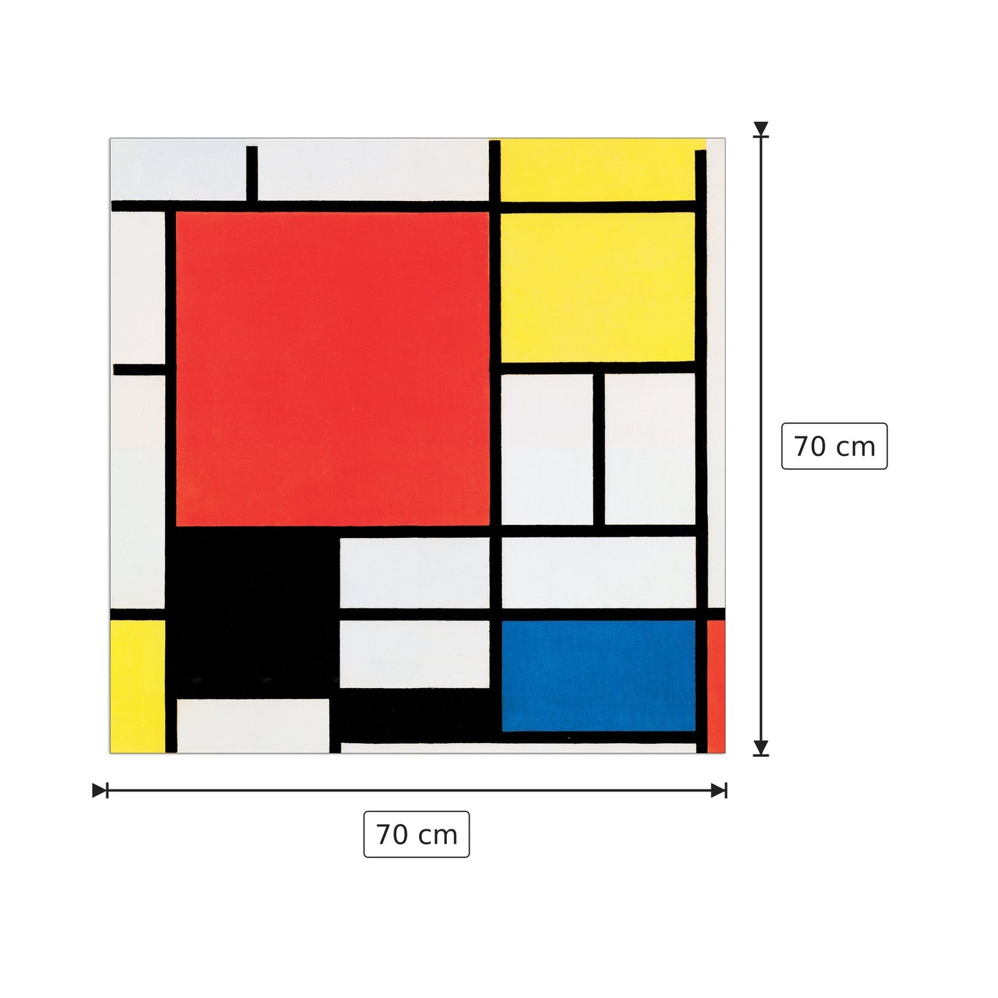 Composizione con rosso, giallo, blu e nero - Mondrian - cm 70x70 - Pannello in MDF