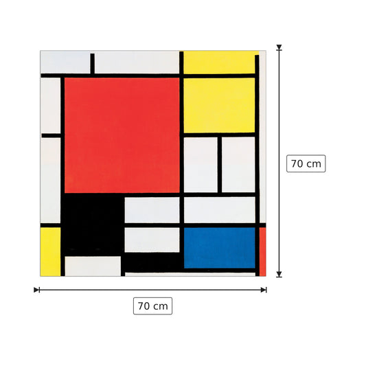 Composizione con rosso, giallo, blu e nero - Mondrian - cm 70x70 - Pannello in MDF
