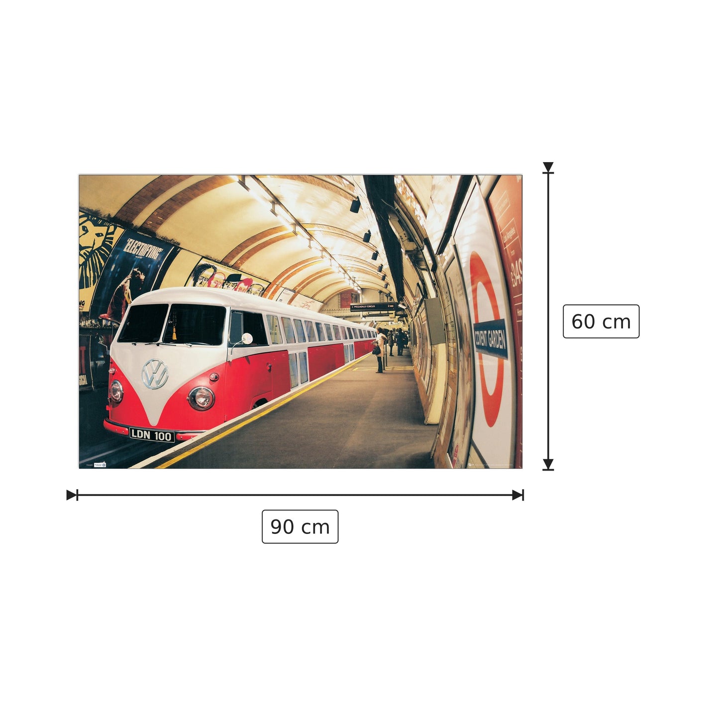 VW Camper sulla metro - cm 90x60 - Pannello in MDF