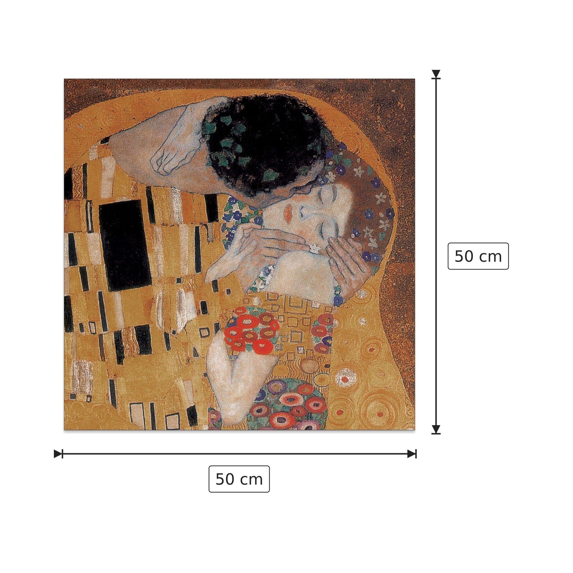 Il bacio - KLIMT - cm 50x50 - Pannello in MDF