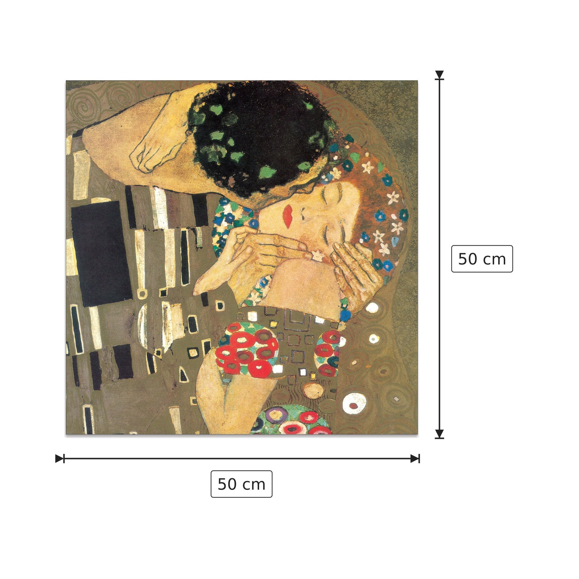 Il bacio, dettaglio - KLIMT - cm 50x50 - Pannello in MDF