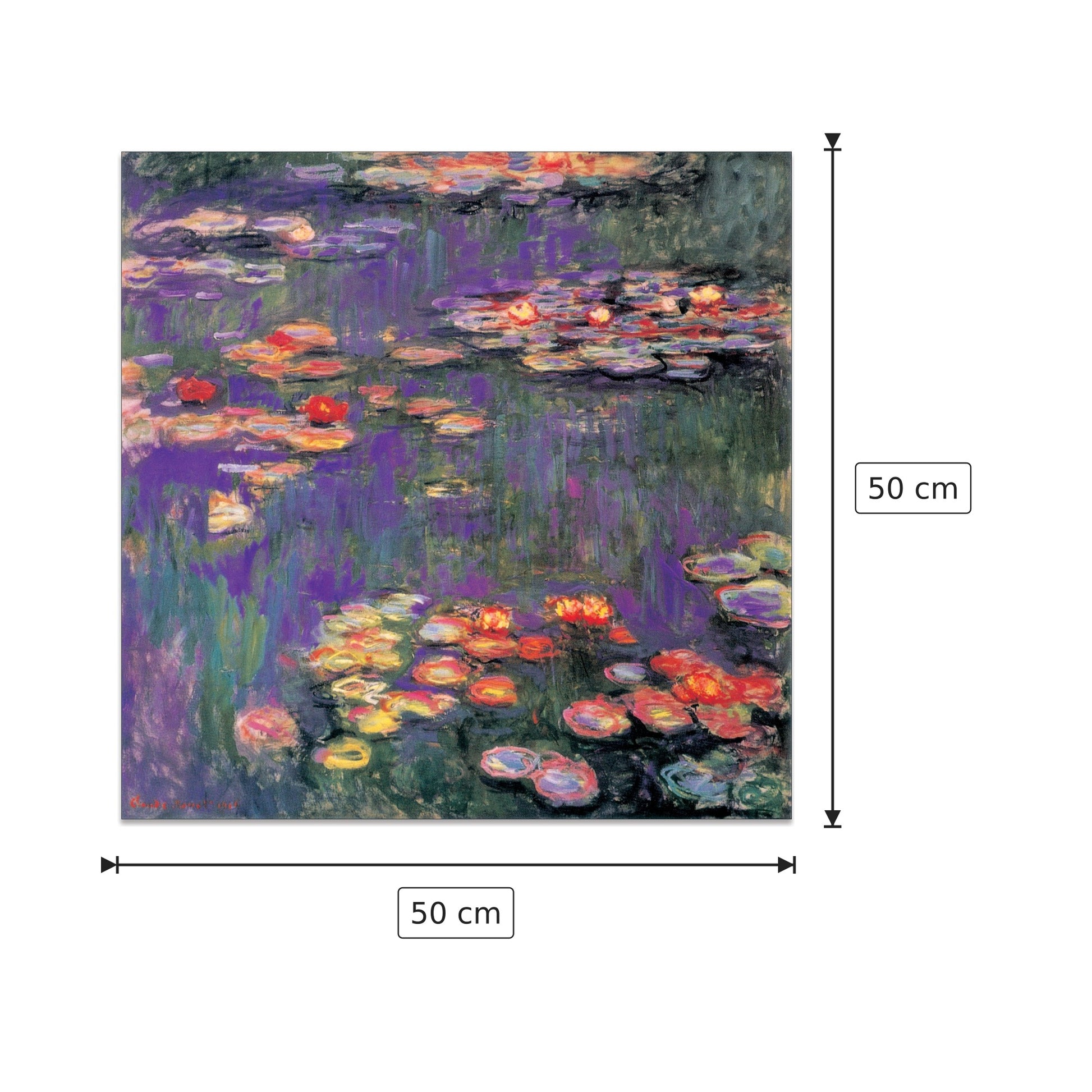 Ninfee - MONET - cm 50x50 - Pannello in MDF