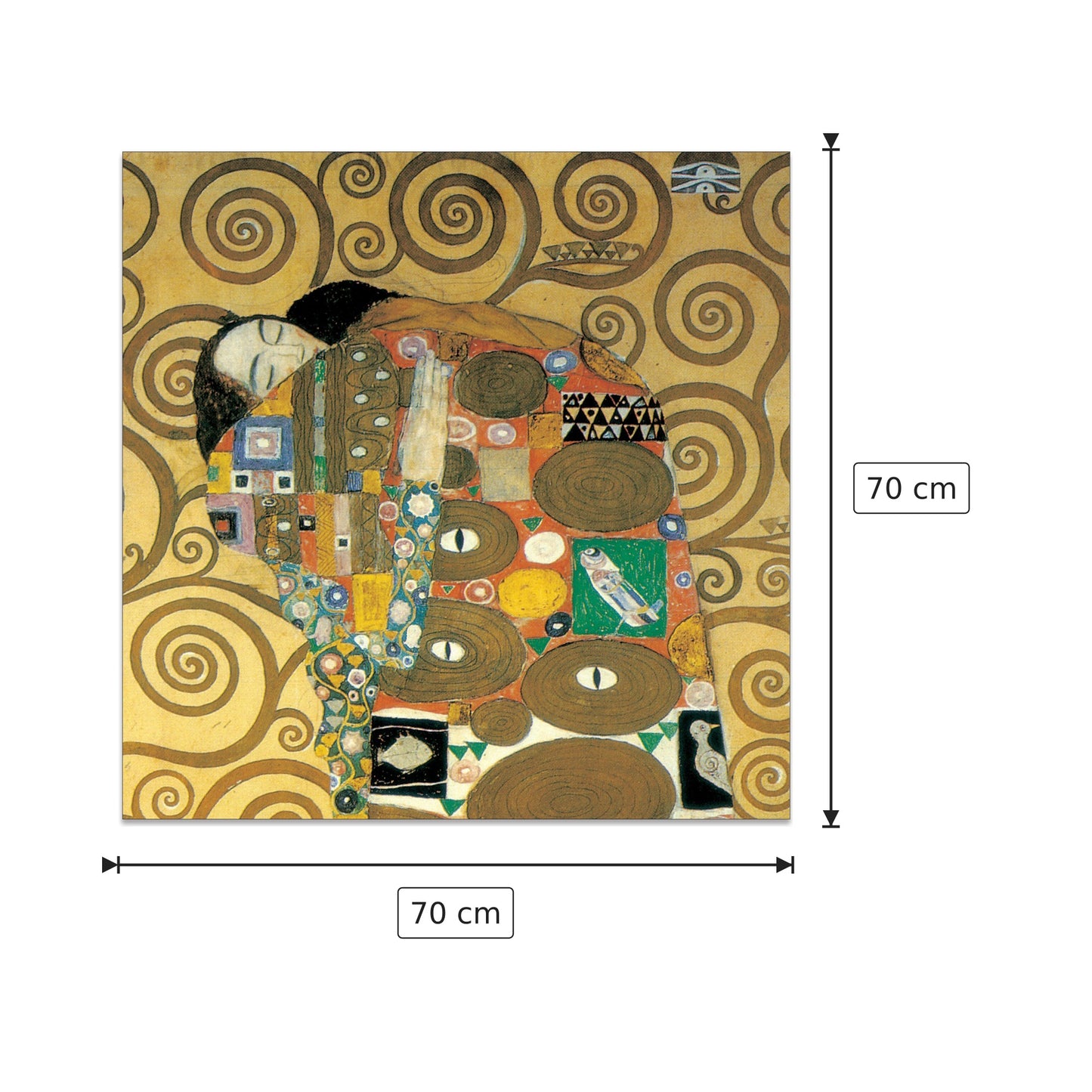 Abbraccio - KLIMT - cm 70x70 - Pannello in MDF