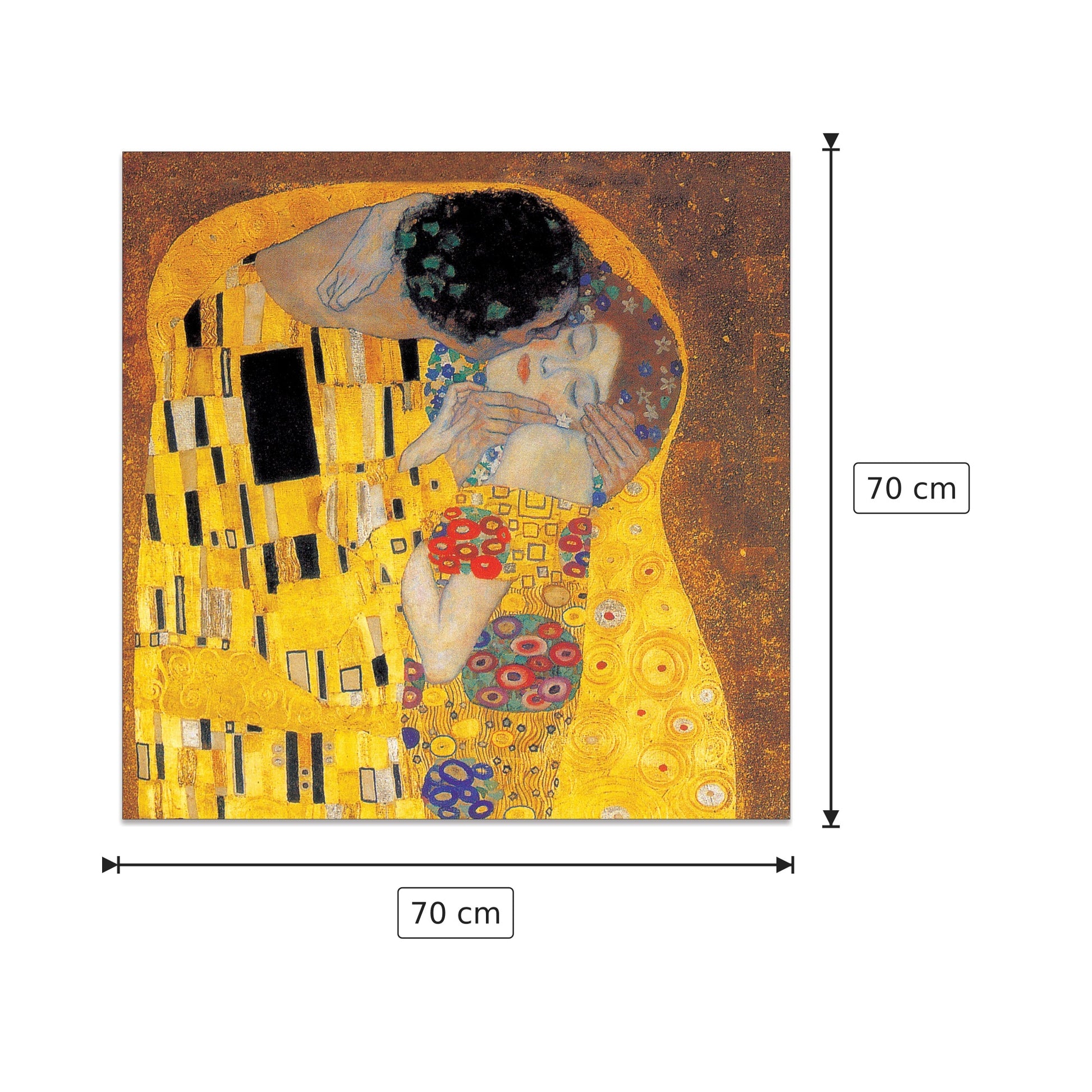Il bacio dettaglio - KLIMT - cm 70x70 - Pannello in MDF