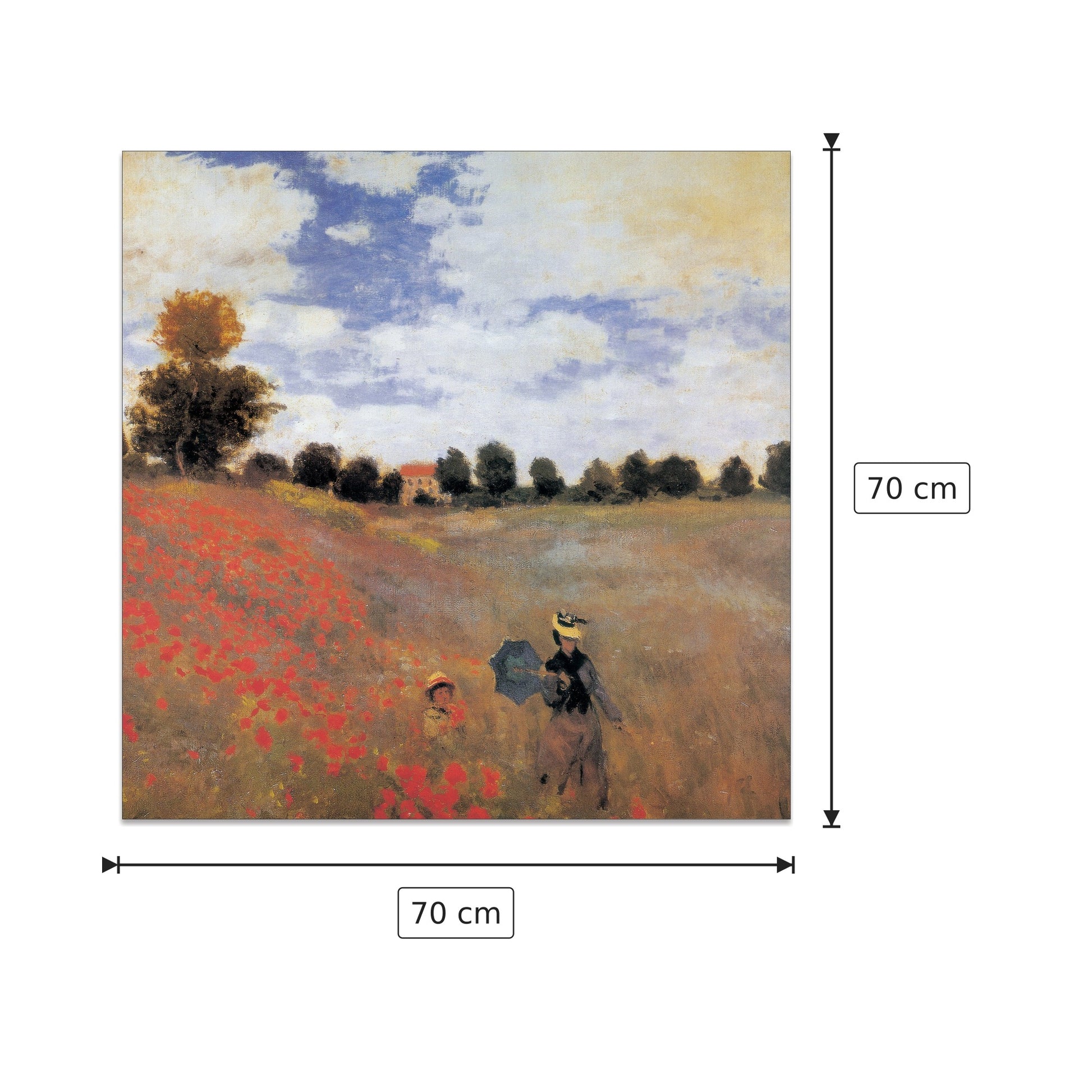 Campo di papaveri dettaglio - MONET - cm 70x70 - Pannello in MDF