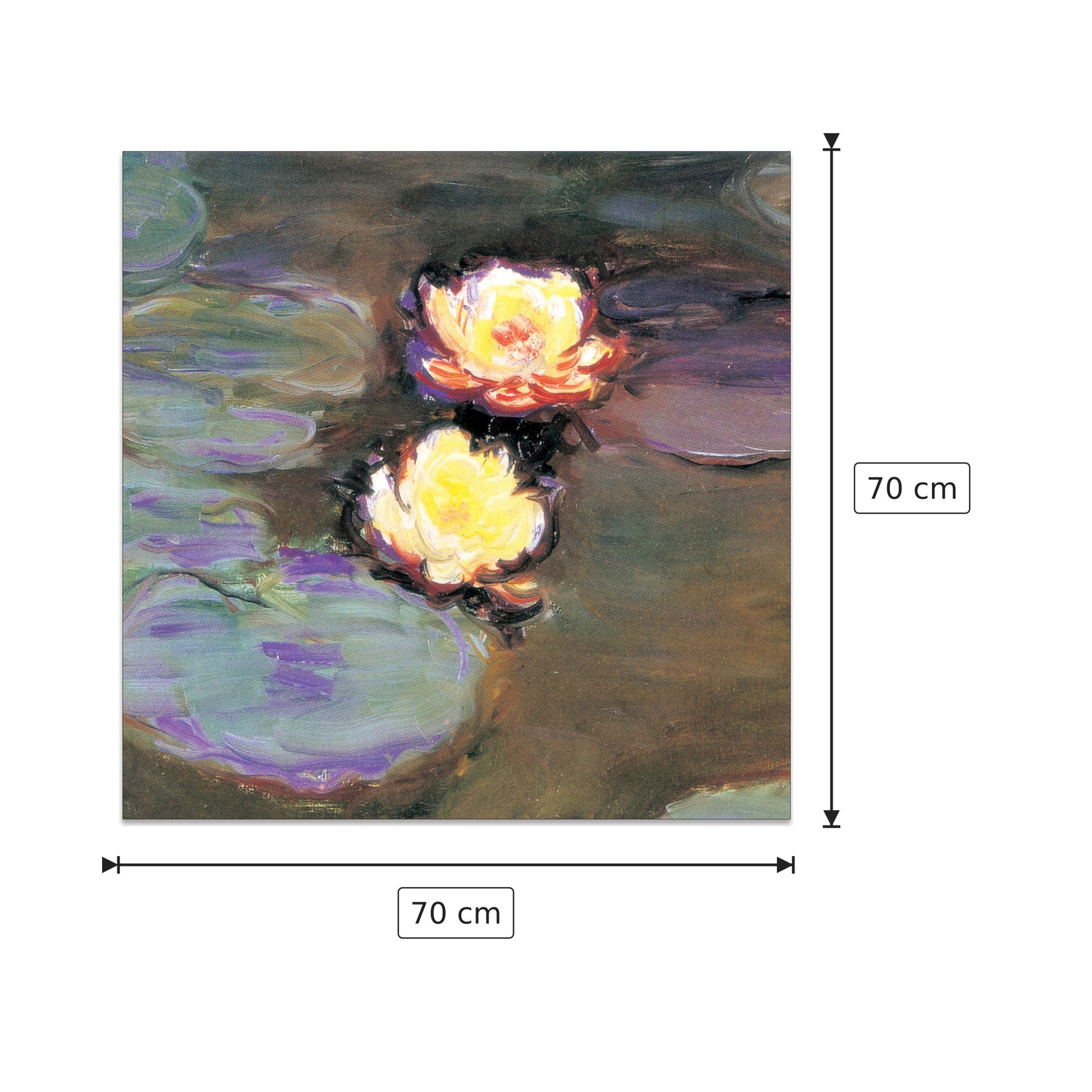 Ninfee dettaglio - MONET - cm 70x70 - Pannello in MDF