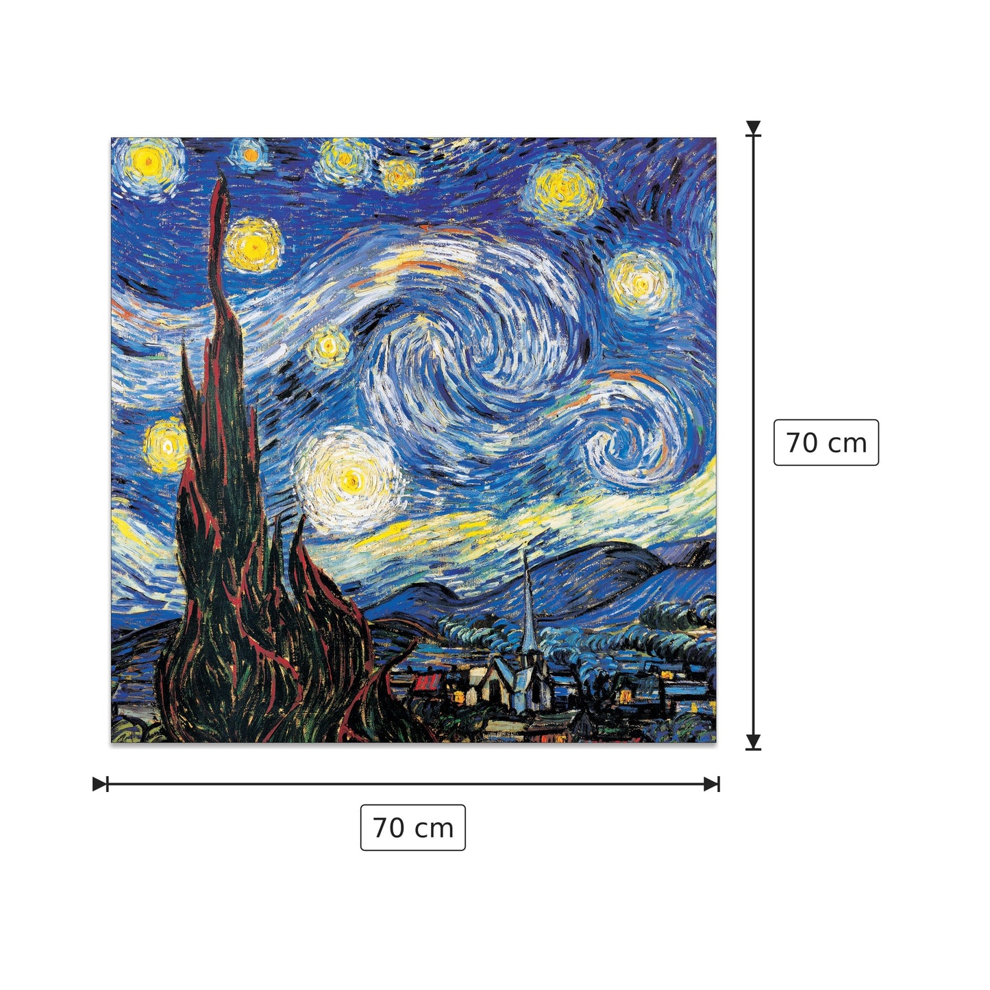 Notte stellata dettaglio - VAN GOGH - cm 70x70 - Pannello in MDF