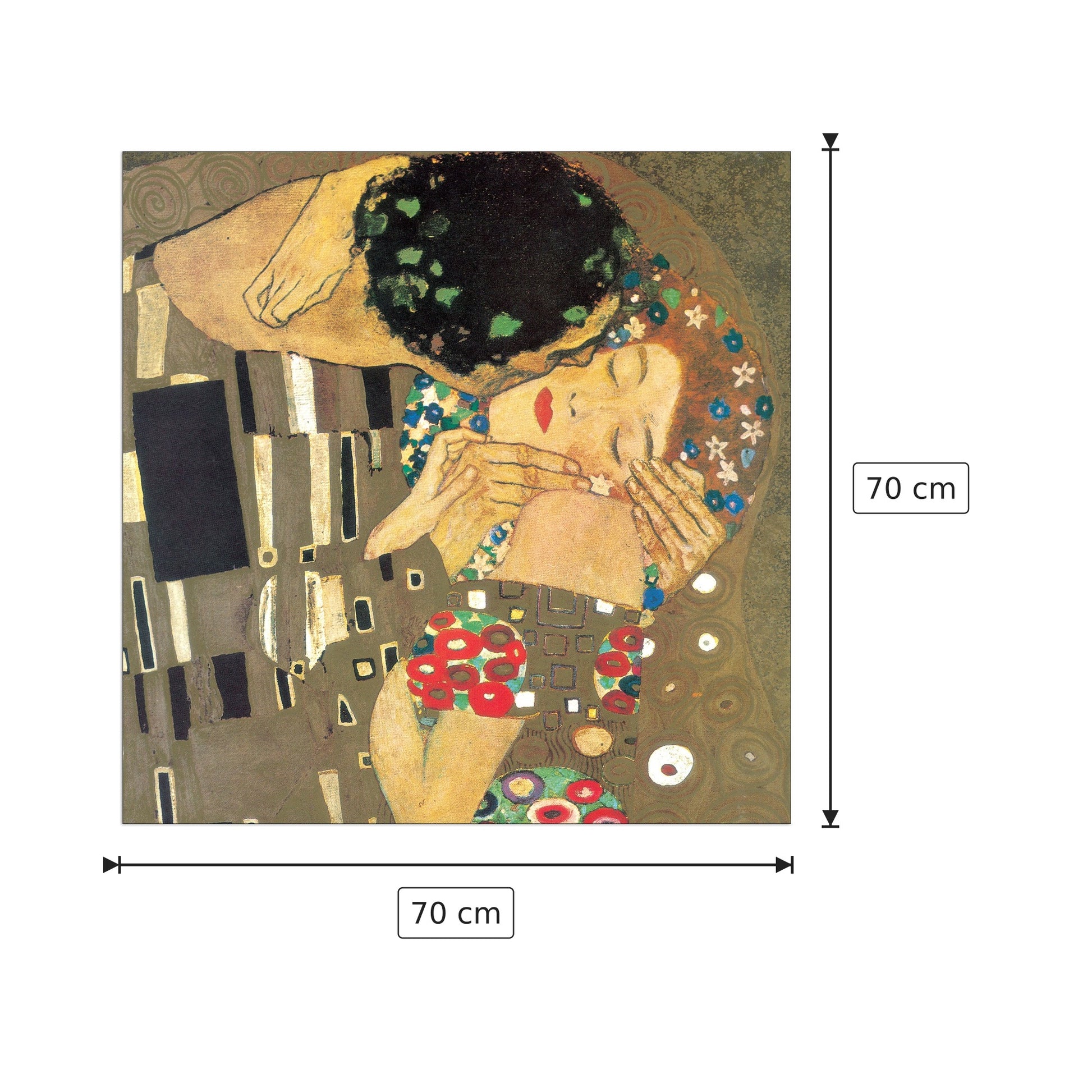 Il bacio, dettaglio - KLIMT - cm 70x70 - Pannello in MDF