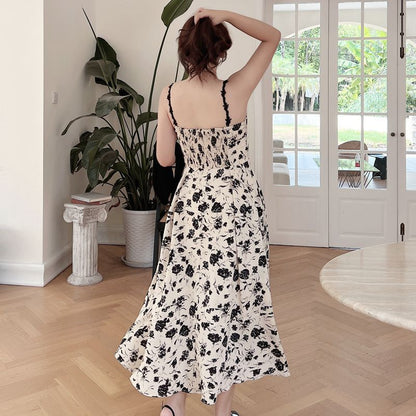 Vestito stampa artistica con bretelle