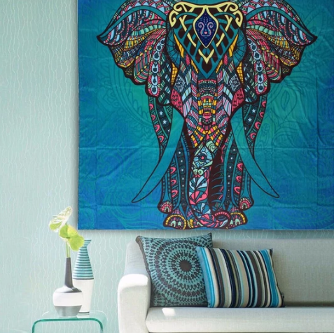 Arazzo Elefante turchese