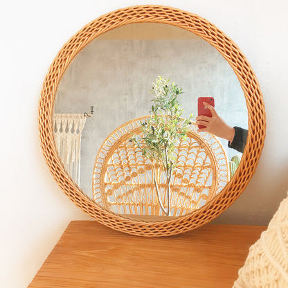 Specchio rattan rotondo nórdico