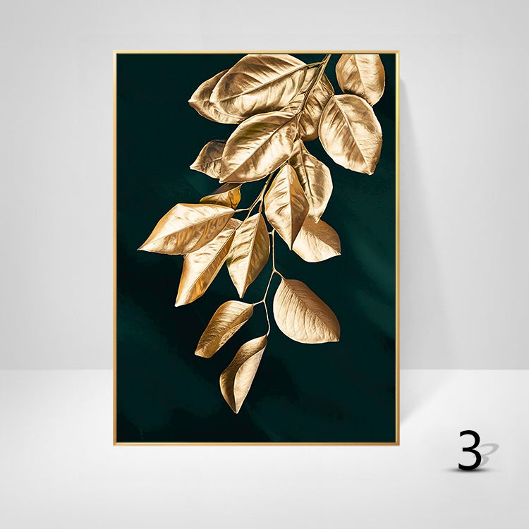 Quadro foglie nere e oro