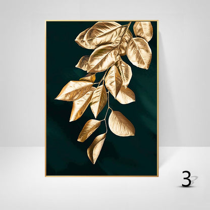 Quadro foglie nere e oro
