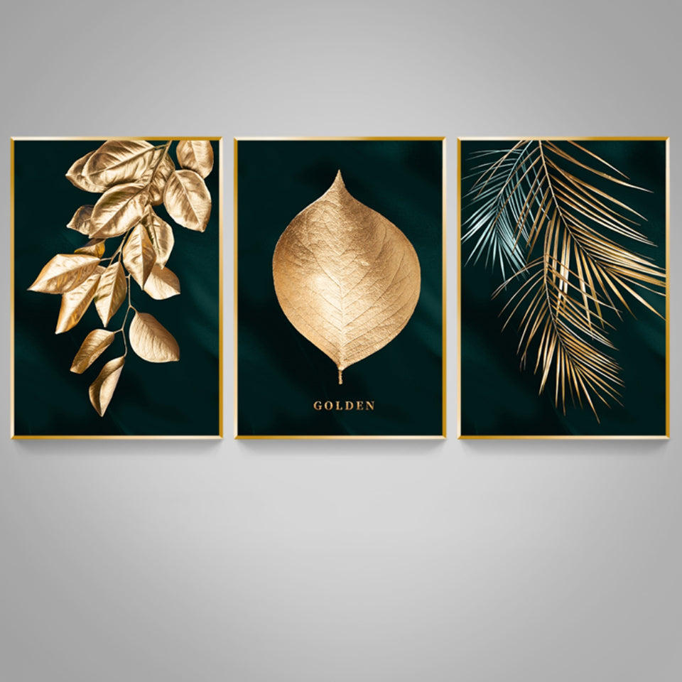 Quadro foglie nere e oro
