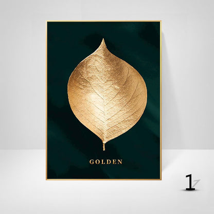 Quadro foglie nere e oro