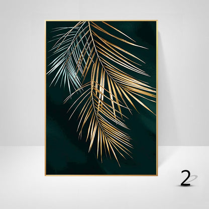 Quadro foglie nere e oro