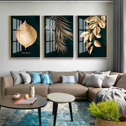 Quadro foglie nere e oro