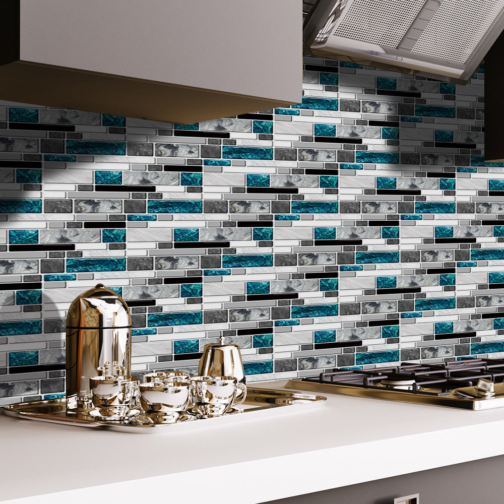 Adesivo murale Piastrelle mosaico blu e nere