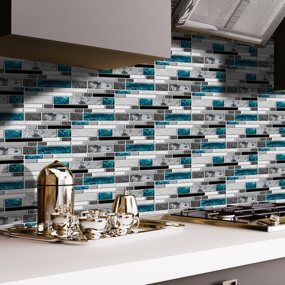 Adesivo murale Piastrelle mosaico blu e nere