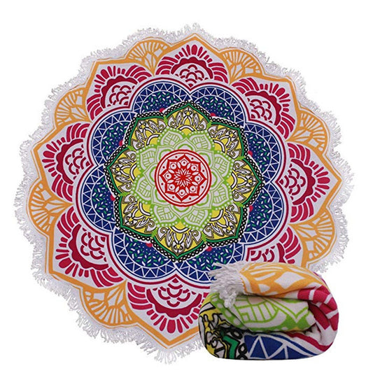 Telo mare mandala stellato blu verde