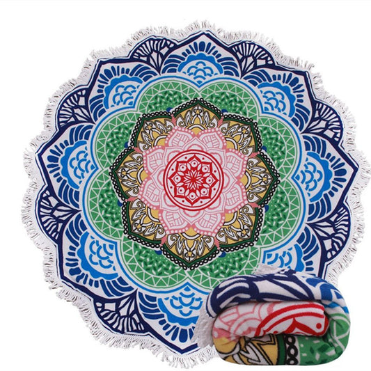 Telo mare mandala stellato blu verde