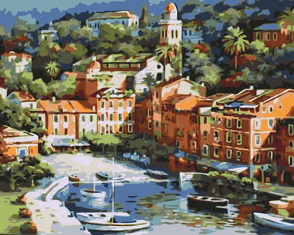 Quadro paesaggio e fiori