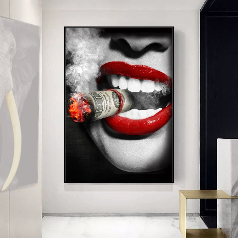 Poster Labbra rosse e sigaretta
