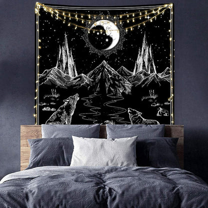 Tappezzeria luna e teschi