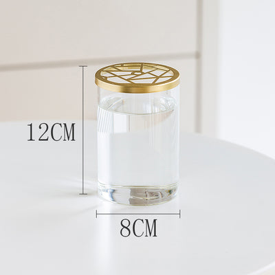 Vaso vetro griglia dorata