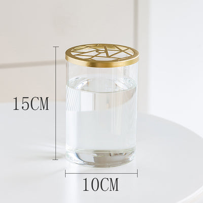 Vaso vetro griglia dorata