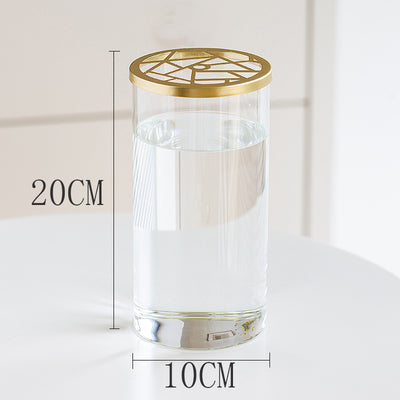 Vaso vetro griglia dorata