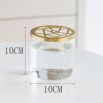 Vaso vetro griglia dorata