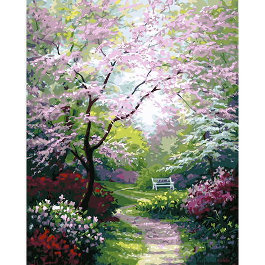 Quadro su tela Paesaggio primavera albero rosa in fiore