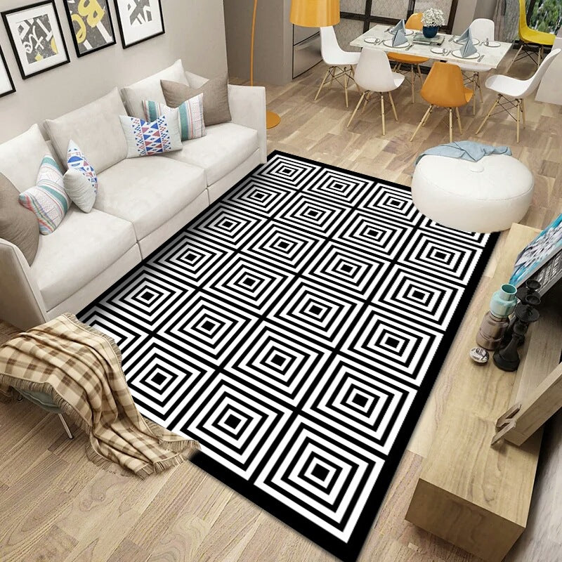 Tappeto effetto legno pannelli geometrici