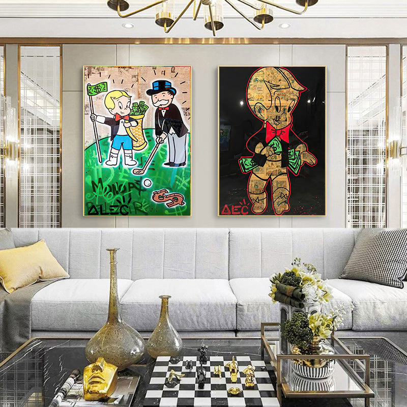Quadro cartoon nonno e nipote