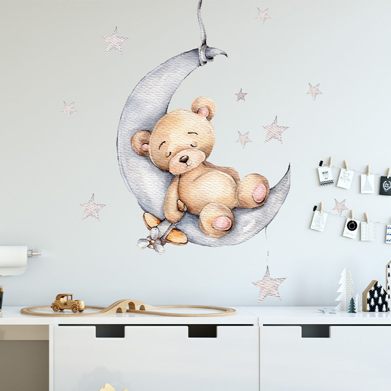 Adesivo murale orso addormentato luna