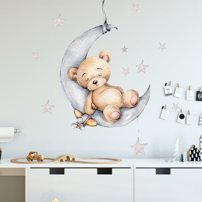 Adesivo murale orso addormentato luna