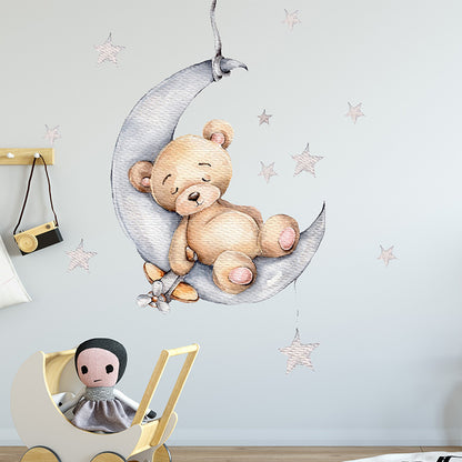 Adesivo murale orso addormentato luna